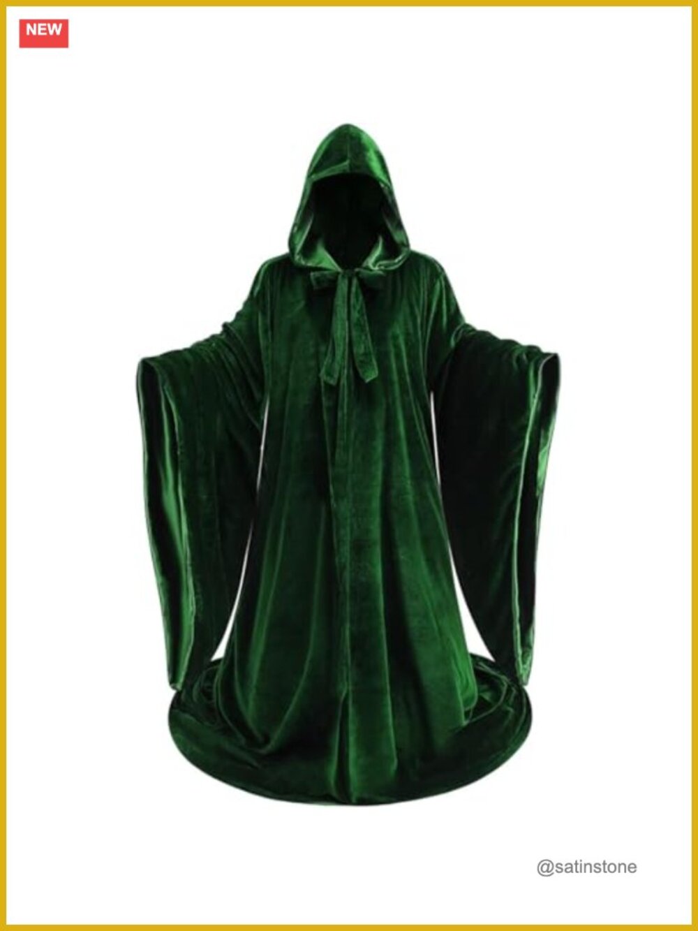 Unisex Deluxe Full Length Hooded Wizard Cape Velvet Stain Double Deck Cloak